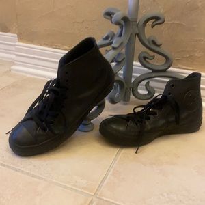 Converse black leather high top